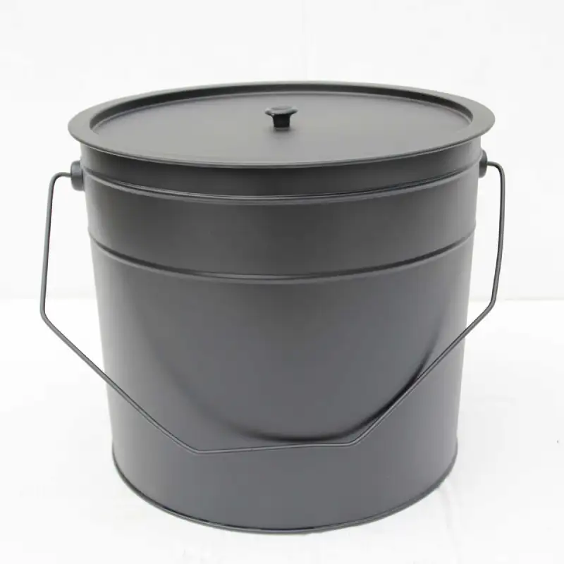 Seau à cendre noir avec couvercle en métal - 25 litres