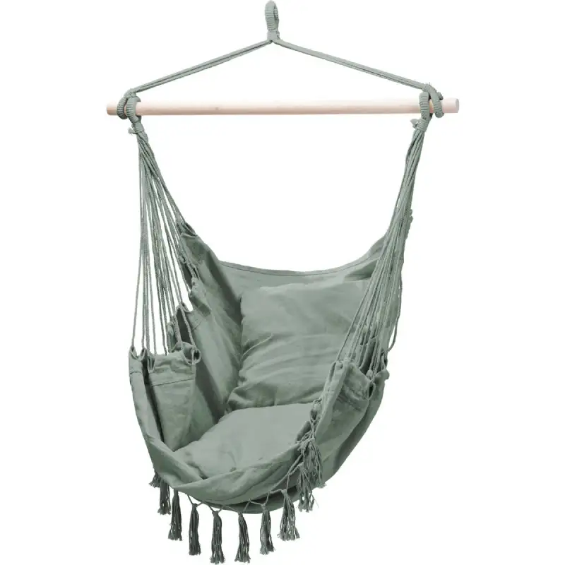 Hamac suspendu avec barre en bois