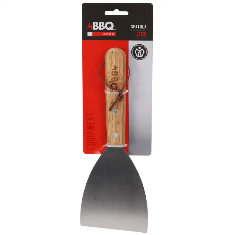 Spatule  en acier inoxydable avec manche en bois 27 cm - BBQ