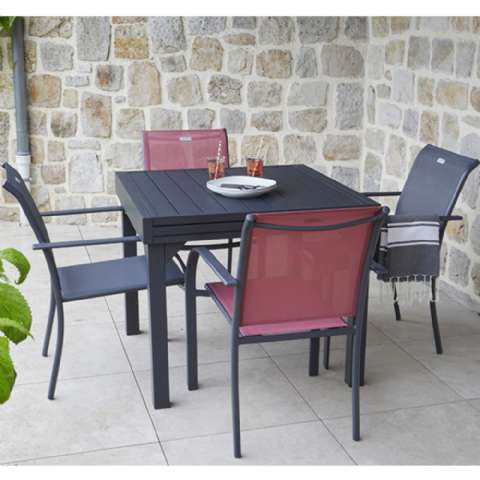 Table de jardin extensible Honfleur 4/6P aluminium (90<180x90x75cm) Ozalide