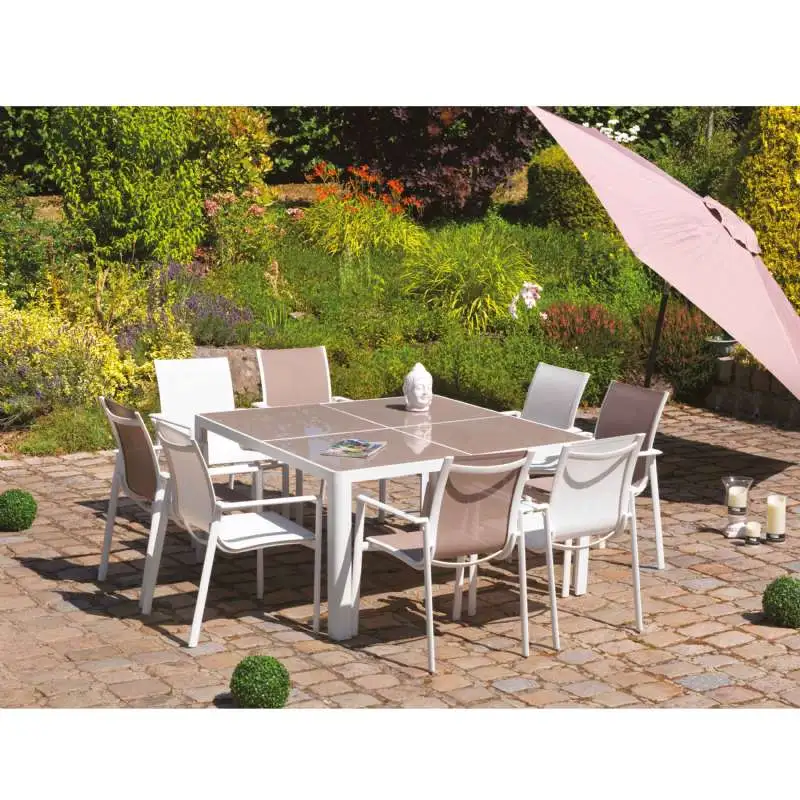 Ensemble table carrée+8 chaises victoria