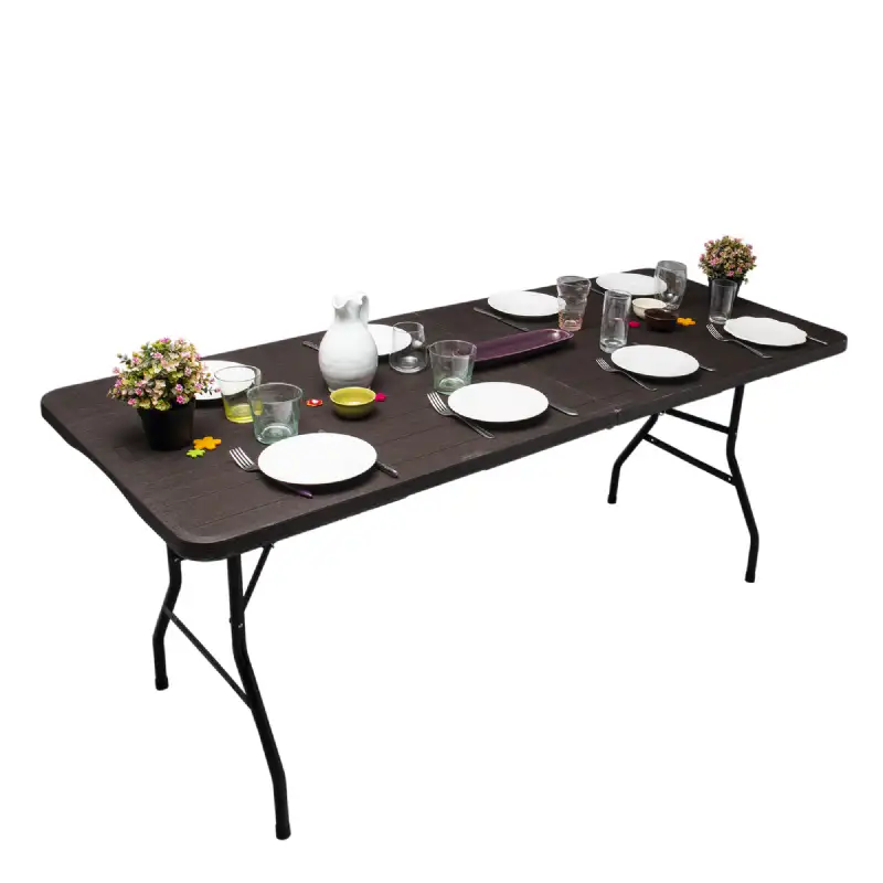 Table pliante WERKA PRO aspect bois (180x74x74cm)