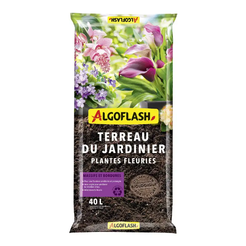 Terreau du Jardinier Plantes Fleuries 40 L - Algoflash