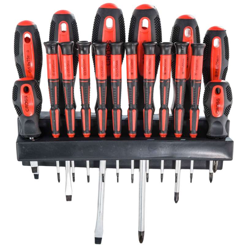 Tournevis bi matiere 18 pieces avec support