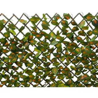 Brise vue extensible en osier et feuilles de lierres bicolores 