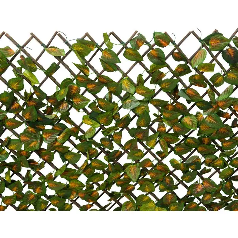Brise vue extensible en osier et feuilles de lierres bicolores