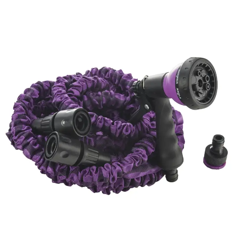 Tuyau 15 m extensible violet avec pistolet