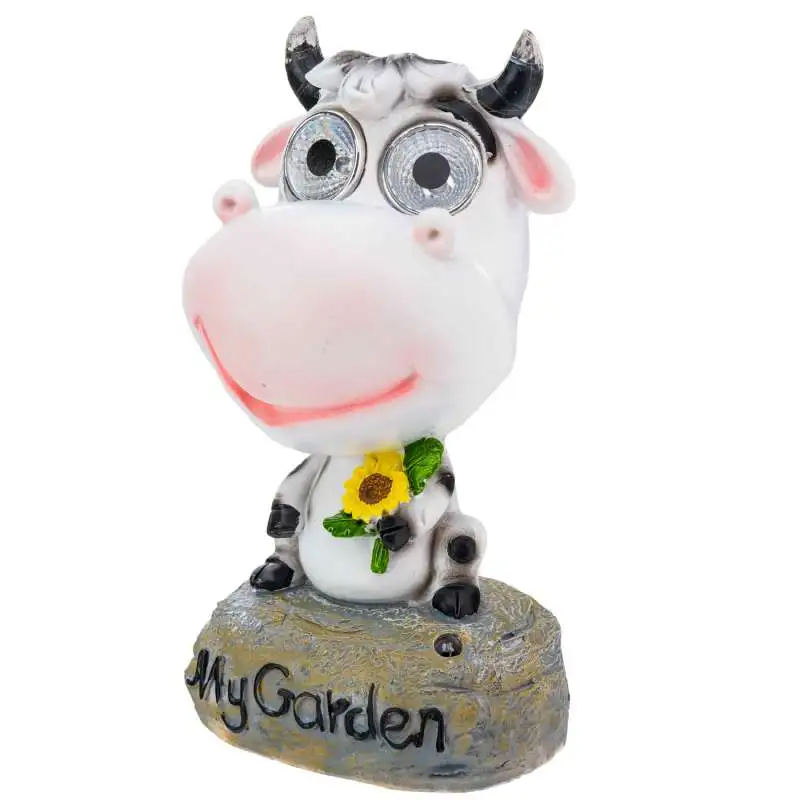 Vache solaire 2 leds 11.8x10.5x18cm