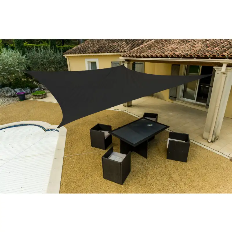 Voile d'ombrage grise en polyester rectangulaire 