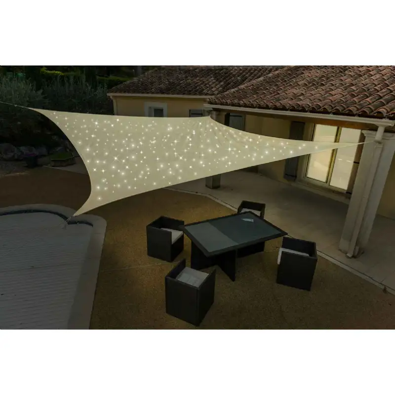 Voile d'ombrage solaire 300 Led 4x5m crème WERKA PRO